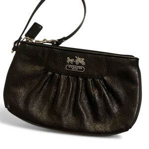 Coach Madison Black & Silver Pleated Wristlet